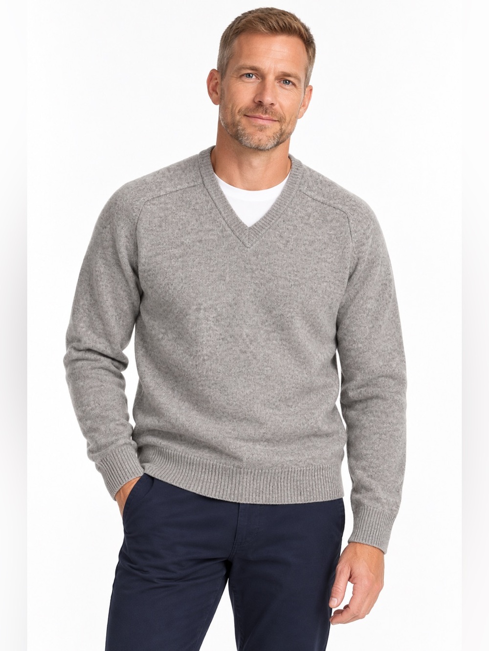 J. Crew Factory Men's V-Neck Sweater in Heather Grey